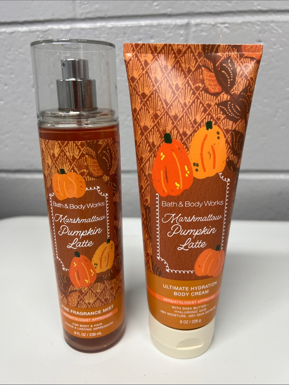 Bath & Body Works Marshmallow Pumpkin Latte Mist & Body Cream - Orange, Brown